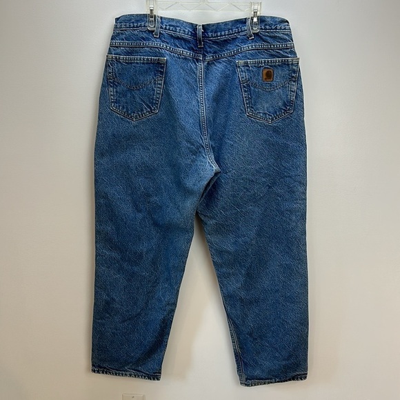 Carhartt Flannel Lined Jeans Size 42X30 Straight Leg Rugged Workwear B21 DST - Picture 7 of 16